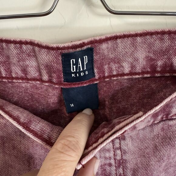 Gap Kids Low Rise Stride Baggy Acid Wash Red Cargo Jeans Y2K 90’s - Picture 8 of 11